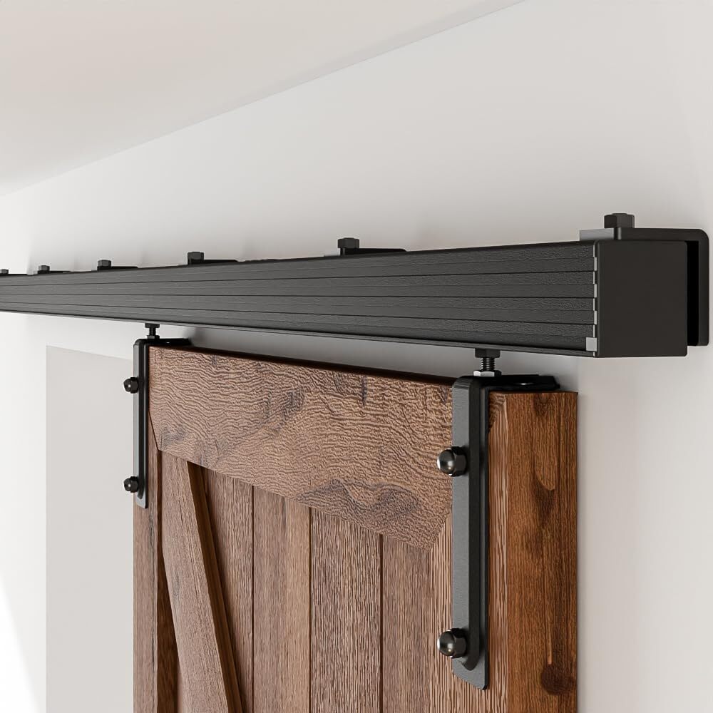 6FT-12FT Box Rail Hardware Heavy Duty Sliding Barn Door Track Wall Mount Kit