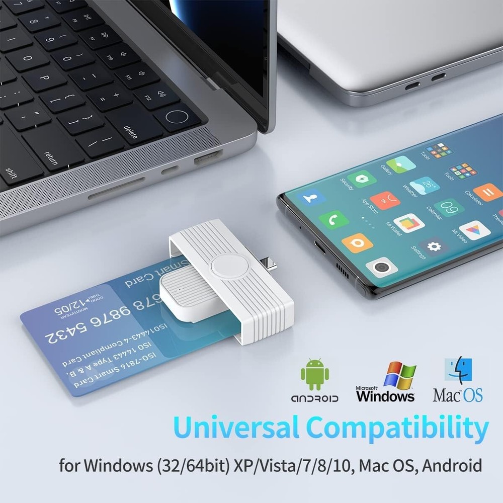 Type C CAC Reader, DOD Military USB C Common Access CAC Card Reader, USB Smart-f