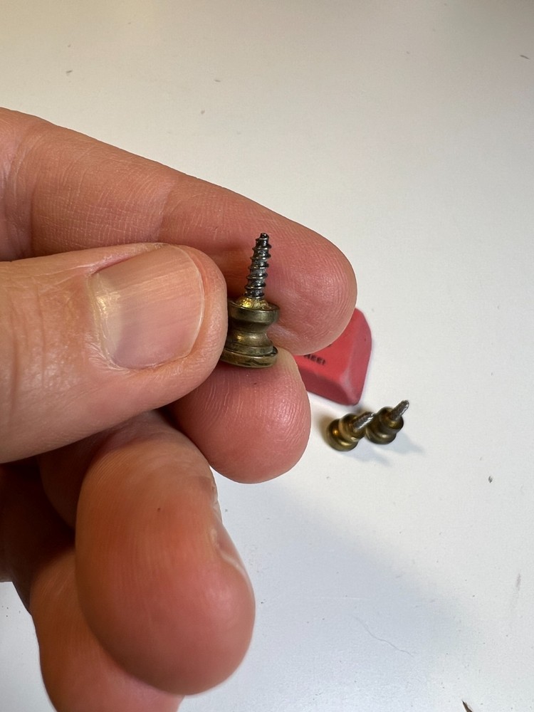 10: Tiny Small Vintage Mid Century Solid Brass Feet Knobs Handles Screw Hardware