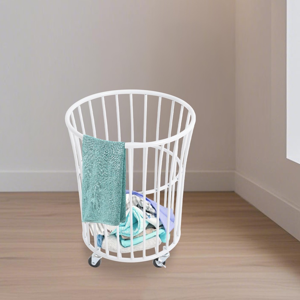 Ventilated Laundry Basket with Locking Wheels - Stylish and Durable Design