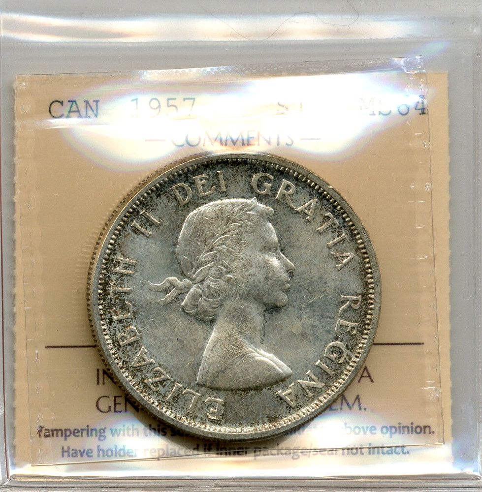 1957 Canada $1, Elizabeth II - Choice Uncirculated, ICCS MS64