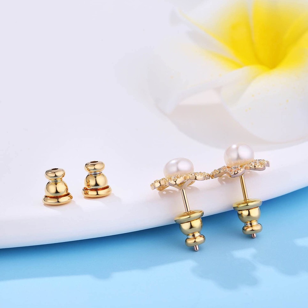 Secure 18K Gold Earring Backs for Studs, Hypoallergenic Locking Backings - 4 PCS