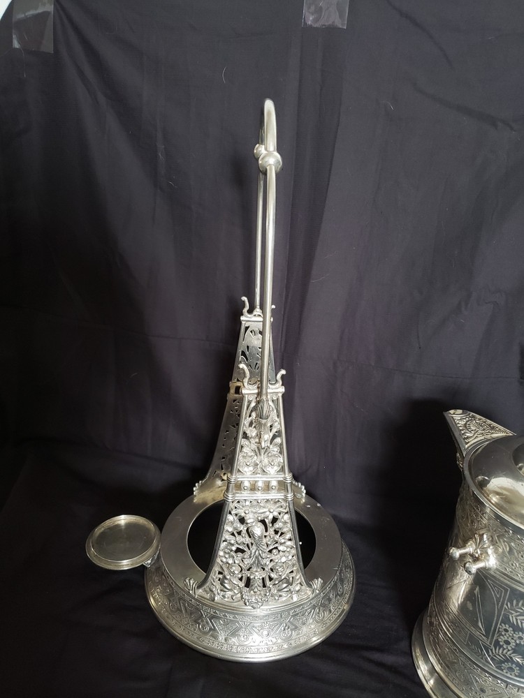 Simpson Hall Miller Quadruple Silverplate Tilting Pitcher + Stand