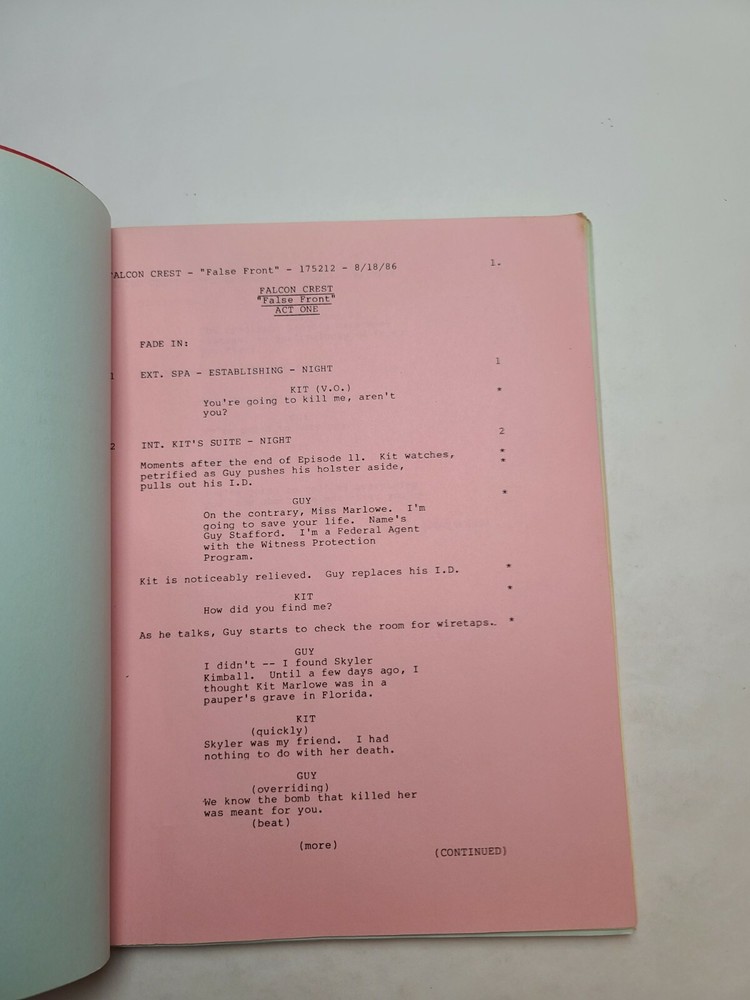FALCON CREST / William Schmidt 1986 TV Script, Cesar Romero "False Front"