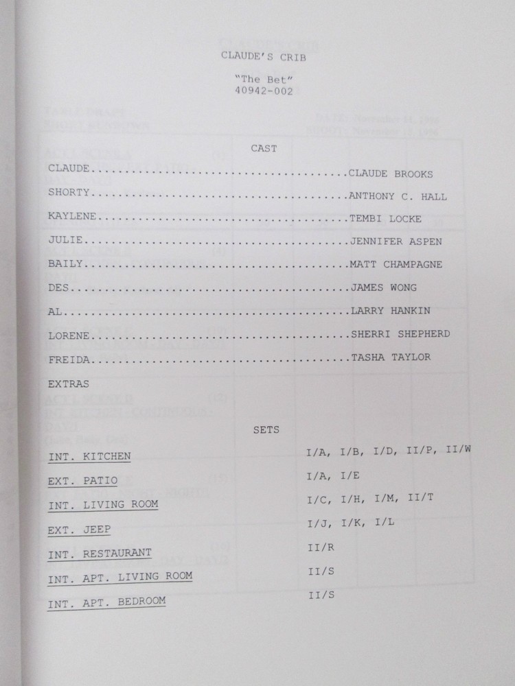 Claudes Crib 1996 Paramount Pictures The Bet Table Draft Script Paul Kreppel