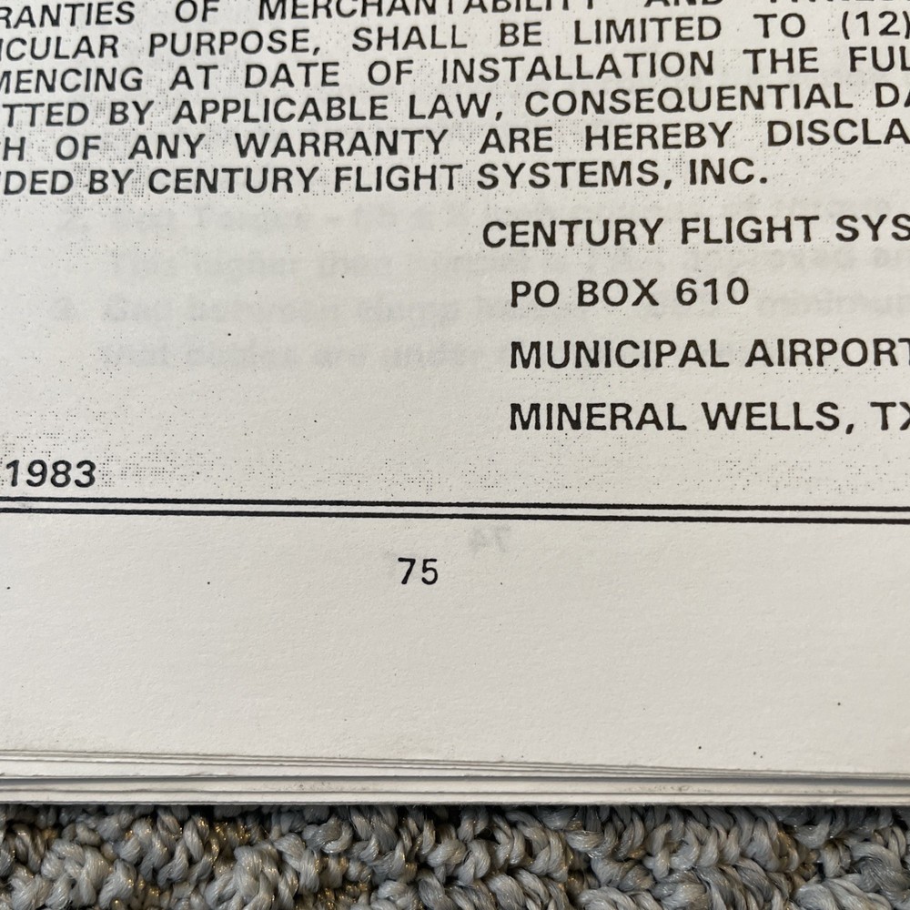 Century 2000 Autopilot Flight System Operating Manual 1997