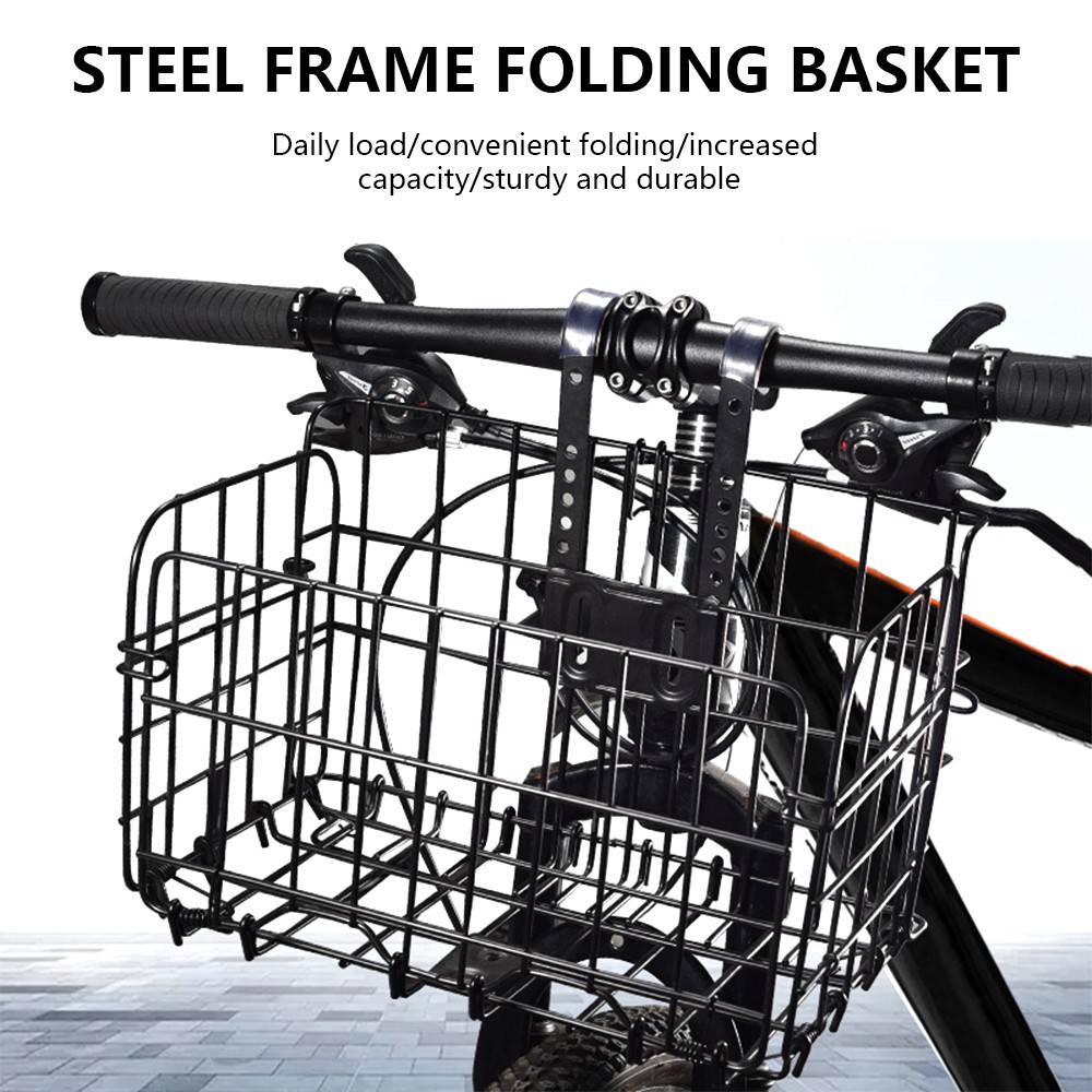 Foldable Bike Front Rear Basket Bicycle Handlebar Rack Pack Carrier Basket Set