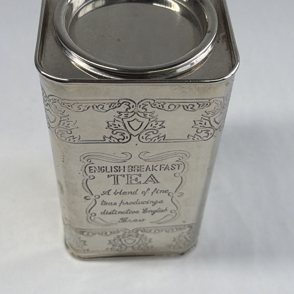 Vintage English Breakfast Tea Can Silverplate Brass Can Kitchen Decor