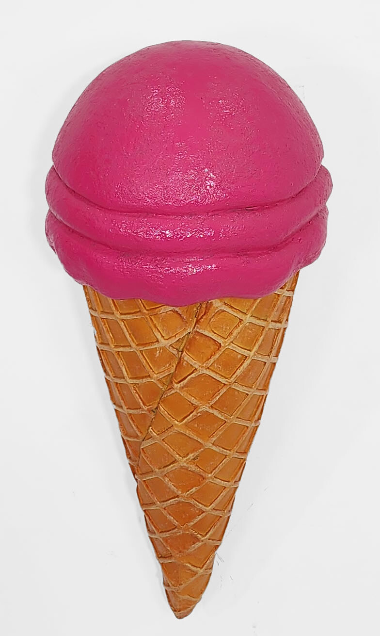 Ice Cream Cone Statue Hot Pink Scoop Wall Hanging Waffle Cone 3Ft Indoor Outdoor