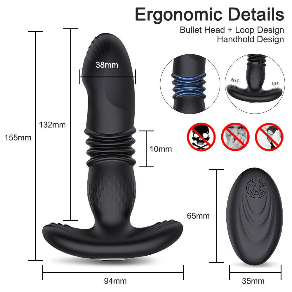 Thrusting Anal Butt Plug Dildo Vibrator Prostate Massager Sex Toys for Women Men