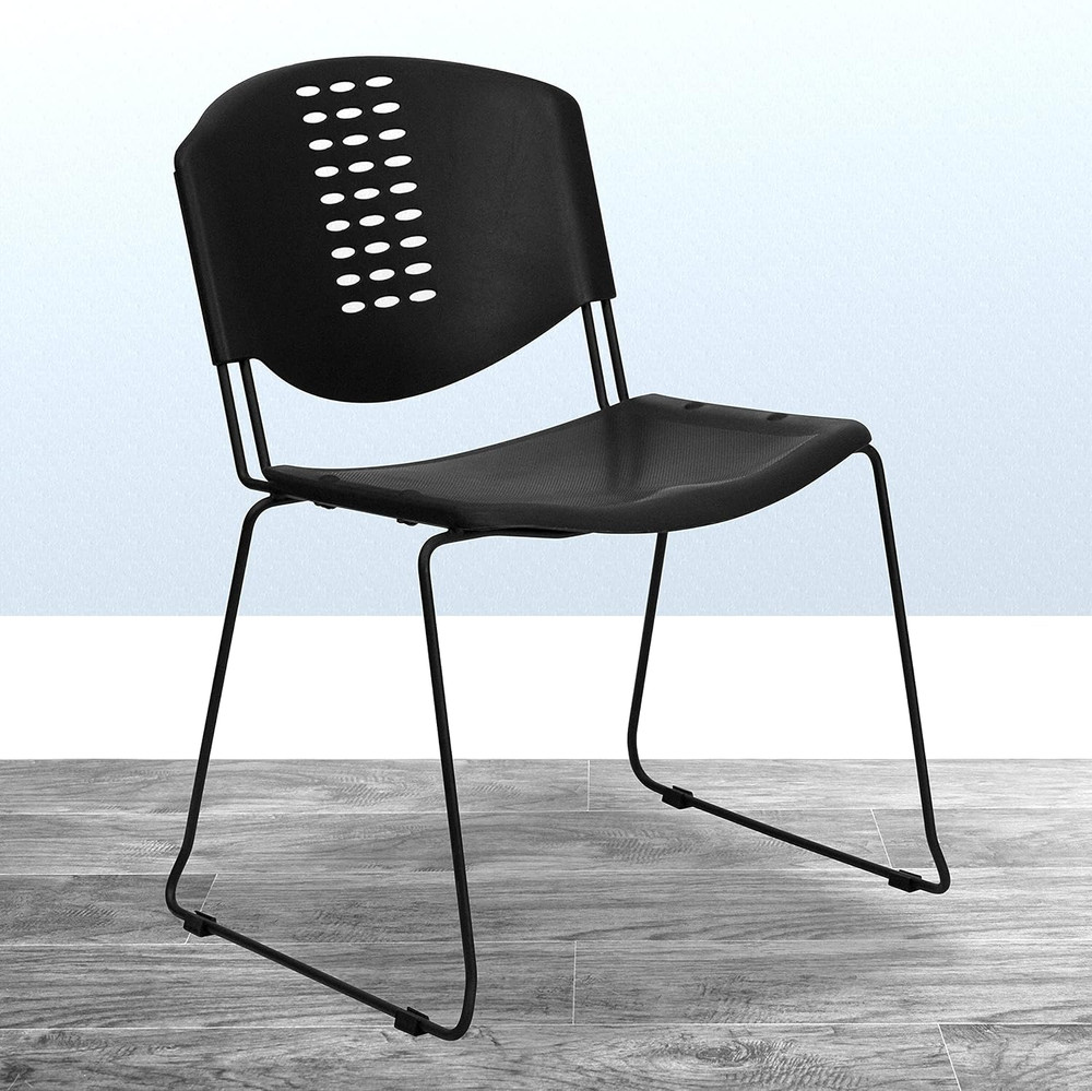 HERCULES 5-Pack 400 Lb Capacity Black Stack Chairs with Frame