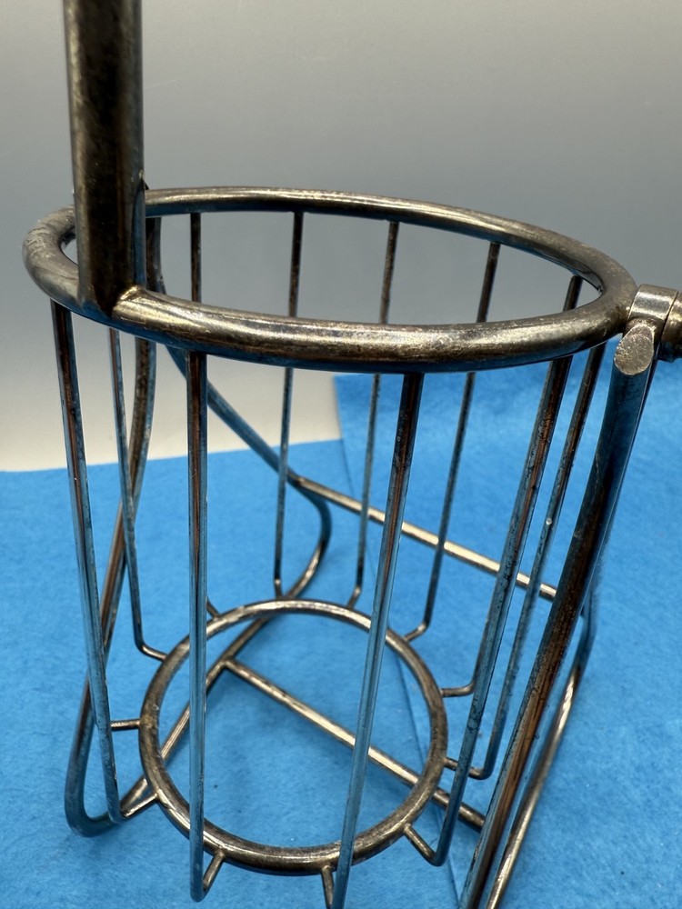 Silver Plate Wine Bottle Holder Pourer Sculpture Style Vtg Retro