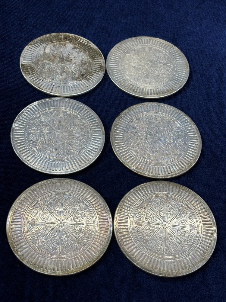 Alpha Plate Silver Plated Bottle Coasters