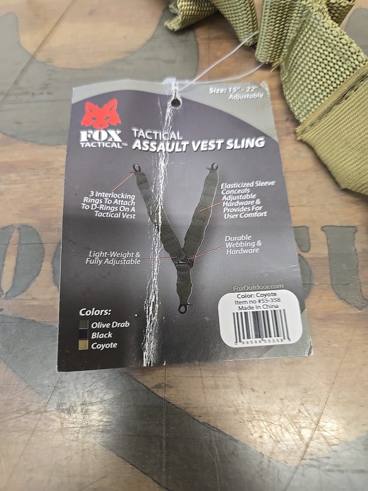 Fox Tactical Assault Vest Adjustable Quick Release Sling Coyote