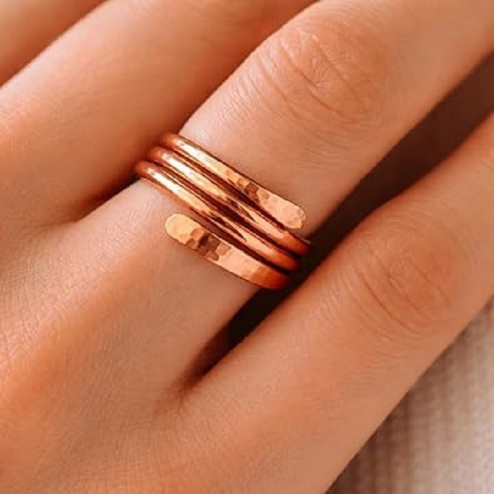 Solid Pure Copper Minimalist Healing Ring, Handmade, Unisex, Wrap Band Ring