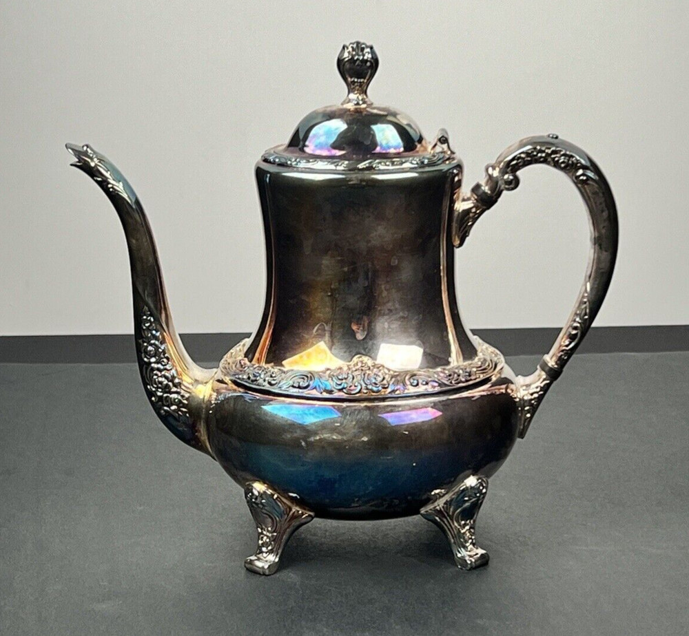 Vintage Oneida Community Silver-plate Tea Pot Ballad Community Rose Pattern