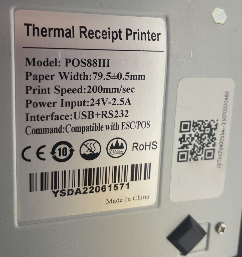 POS Thermal Receipt Printer For Mashgin Touchless Checkout Systems USB & Serial