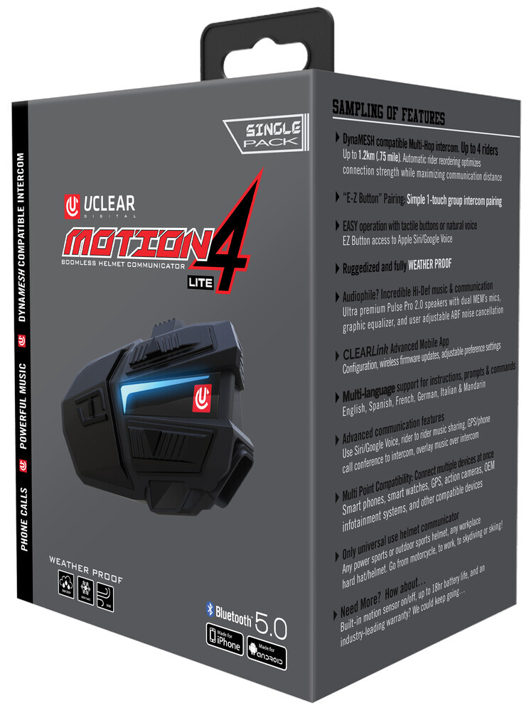 U-Clear Motion 4 Lite Helmet Bluetooth Communication System