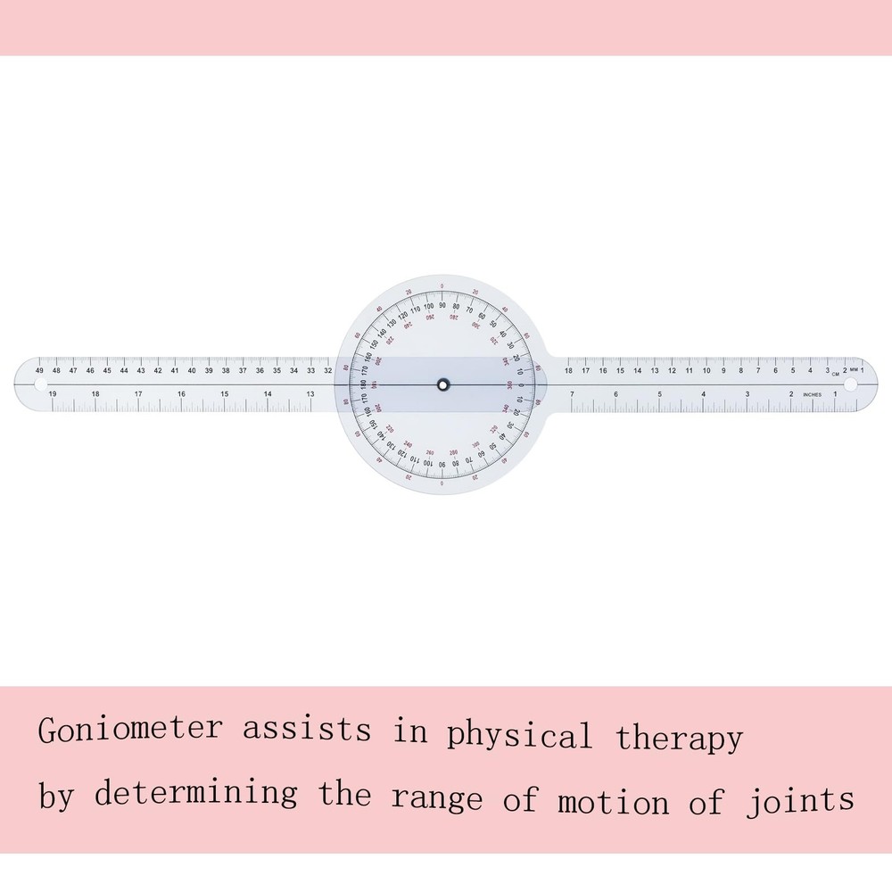 Goniometer 12 inch 360° Clear Protractor Physical Therapy, Transparency-12in