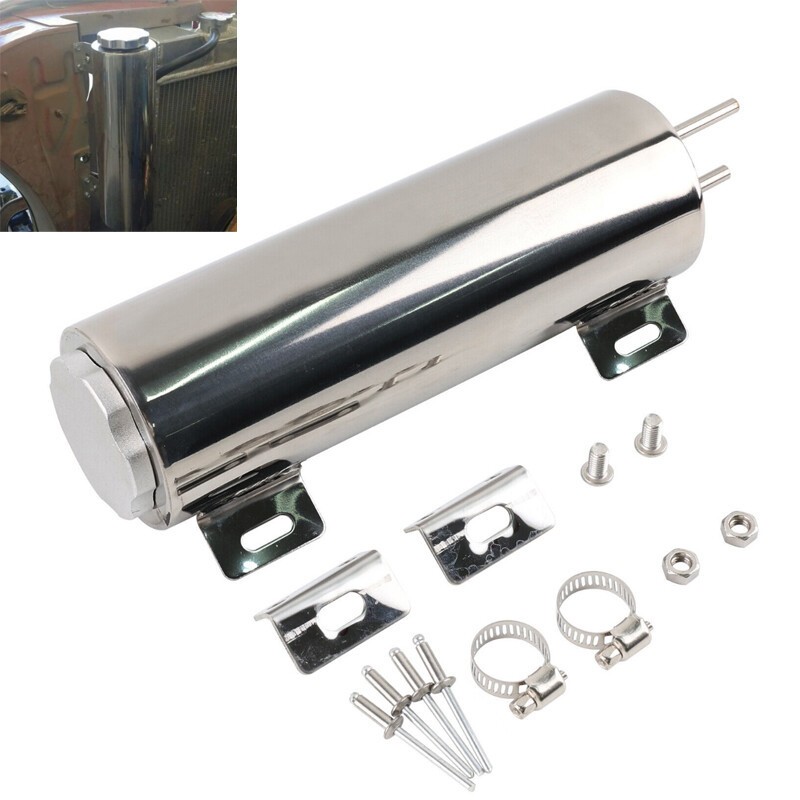 3" X 10" 32OZ Polished Stainless Steel Radiator Coolant Overflow Catch Tank Can