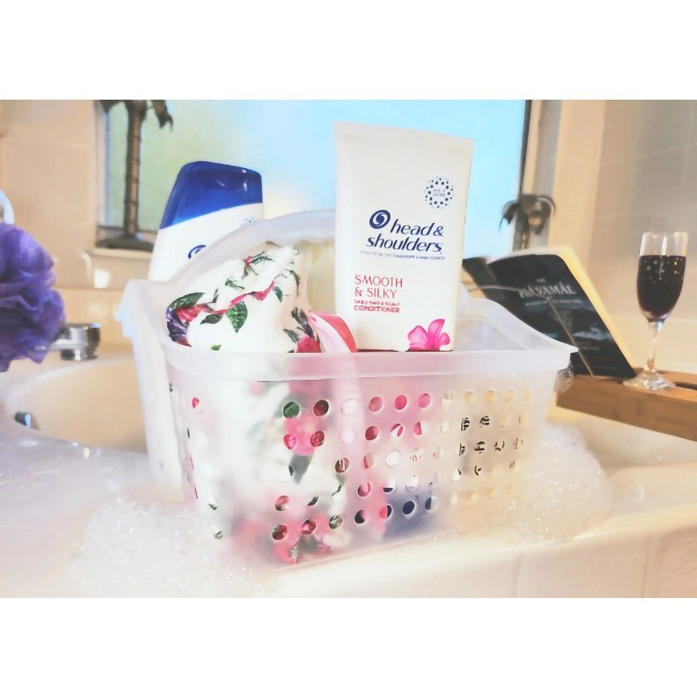 Portable Small Plastic Bath Organizer 2 Pack Frosted Storage