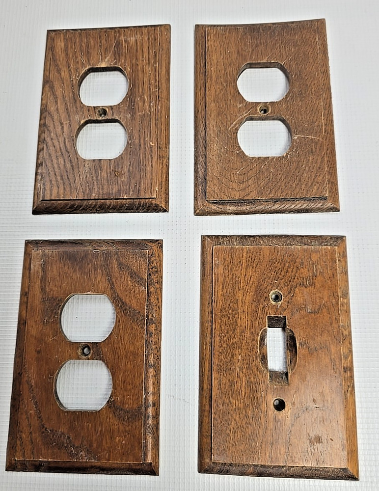 Antique Wooden Plates - Outlet Covers Rectangular Rustic Cabin 1 Switch 3 Outlet