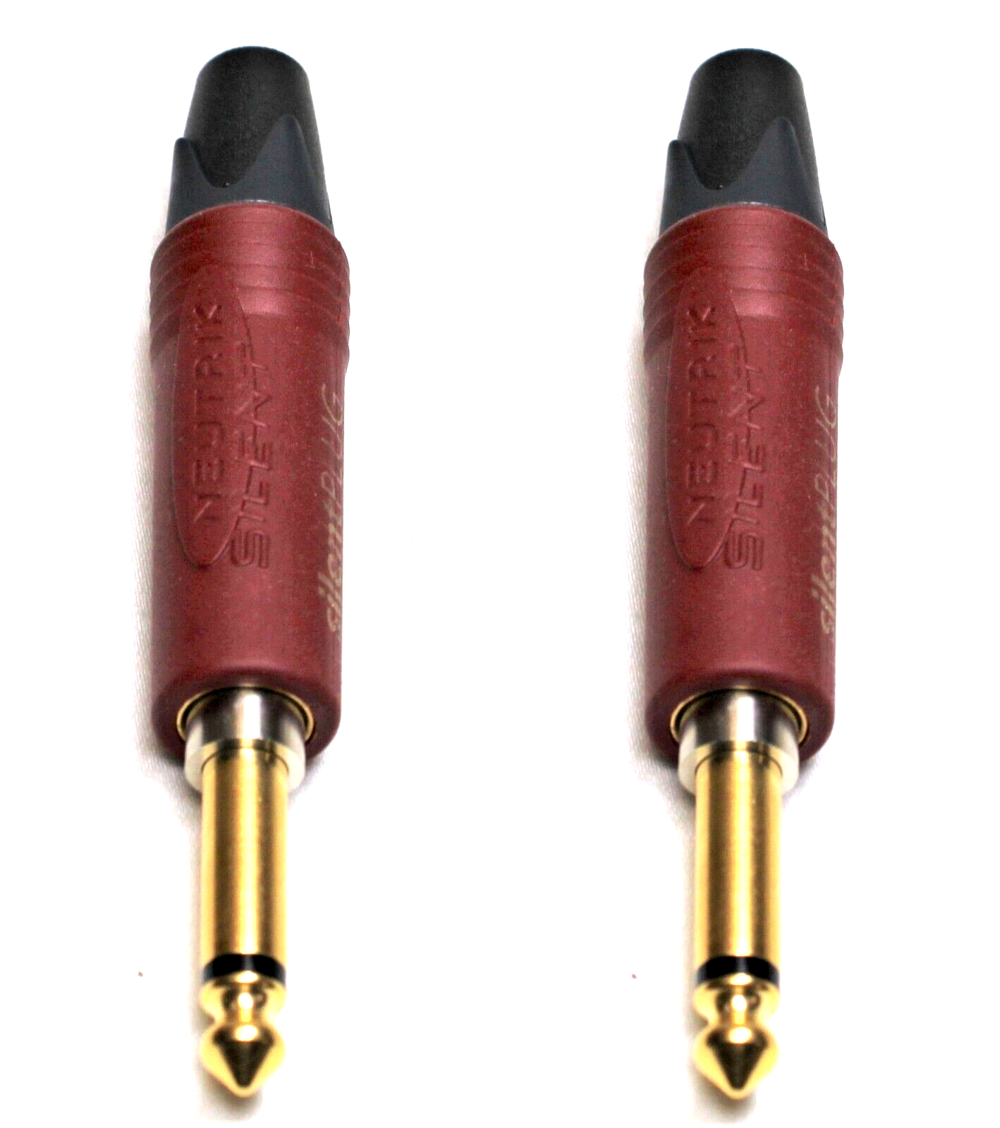 (2) Genuine NEUTRIK NP2X-AU-SILENT 1/4" Phone Plug Gold Contacts & Red Shell