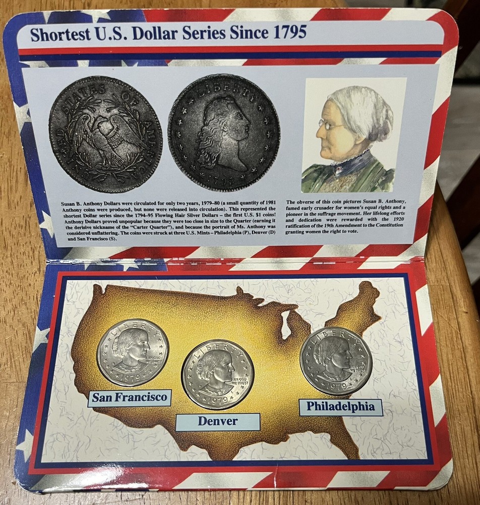 FIRST YEAR ALL MINT SET 1979 SUSAN B ANTHONY DOLLARS SET