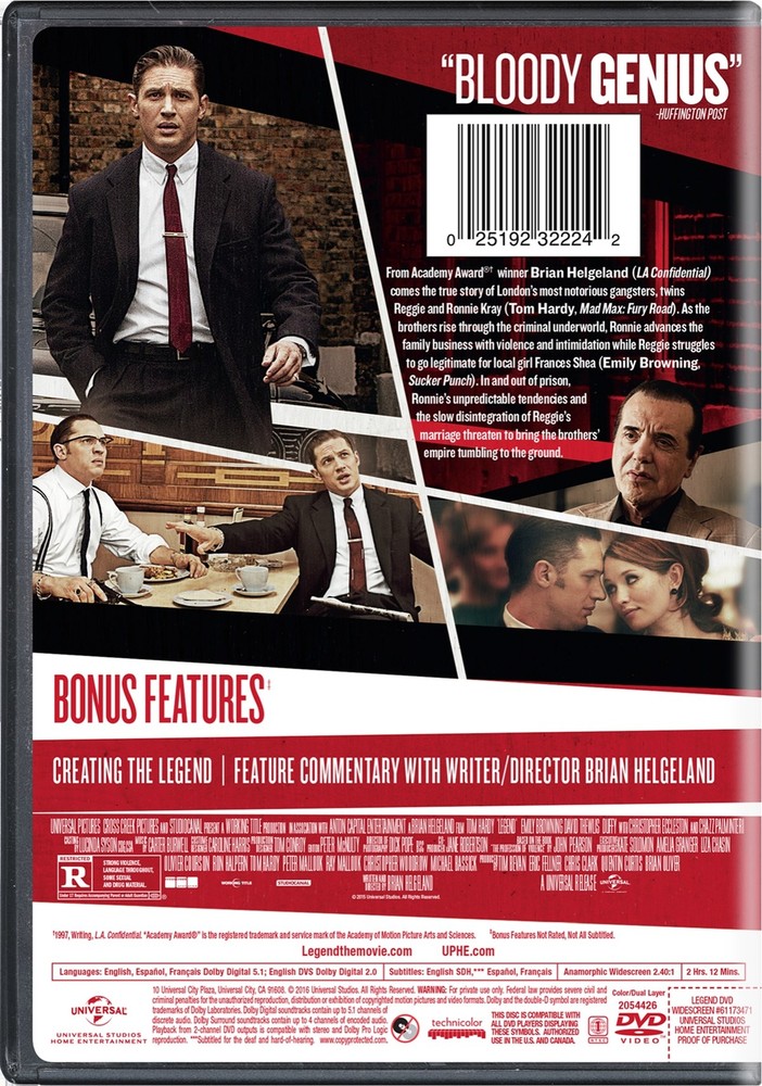 Legend (2015) DVD Tom Hardy NEW