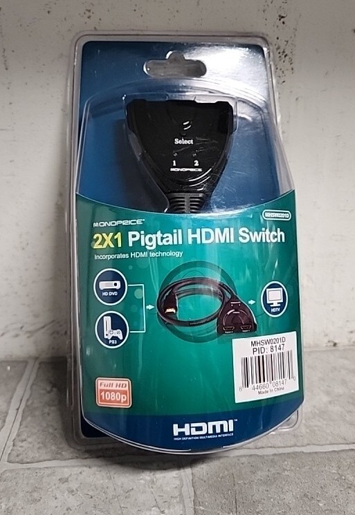 NEW Monoprice 2x1 Pigtail Hdmi Switch