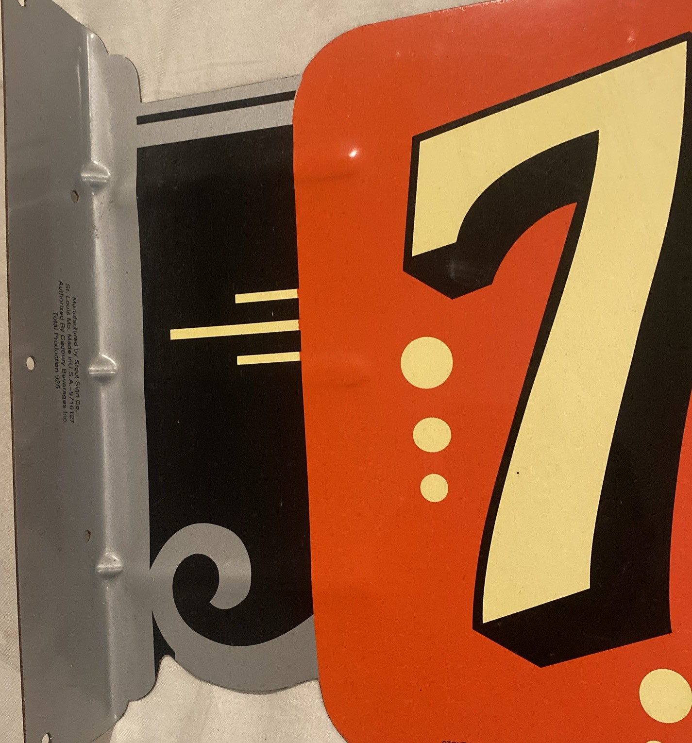 STOUT SIGN CO. LIMITED EDITION DOUBLE SIDED 7UP FLANGE SIGN 1964 Made In USA!!