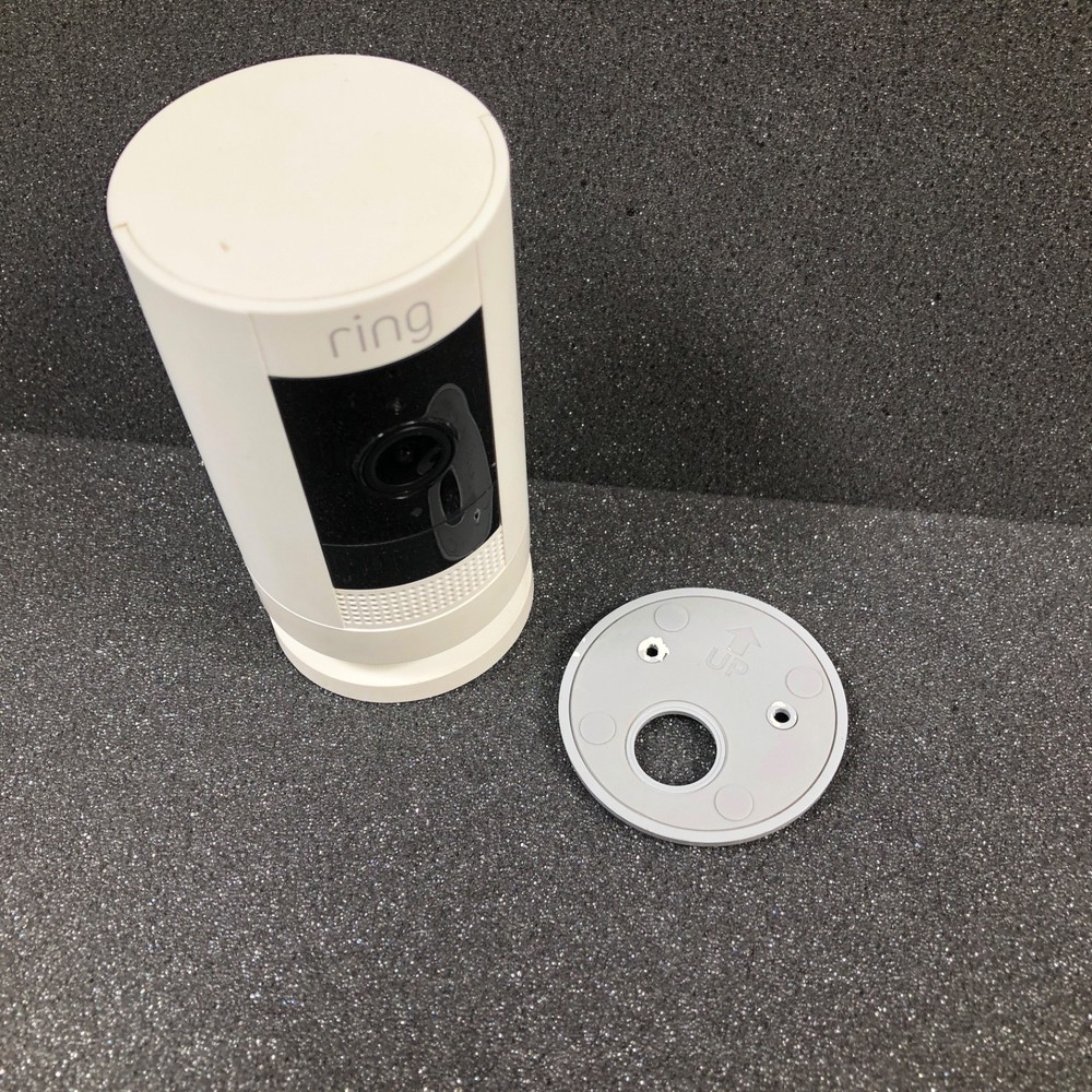 Ring Stick Up Cam Plug-In White Outdoor Security Camera