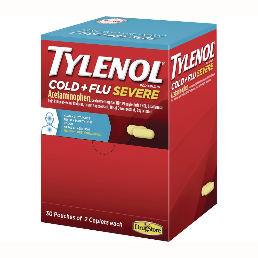 Tylenol 64568 Cold and Flu Severe Caplets (30/Box) New