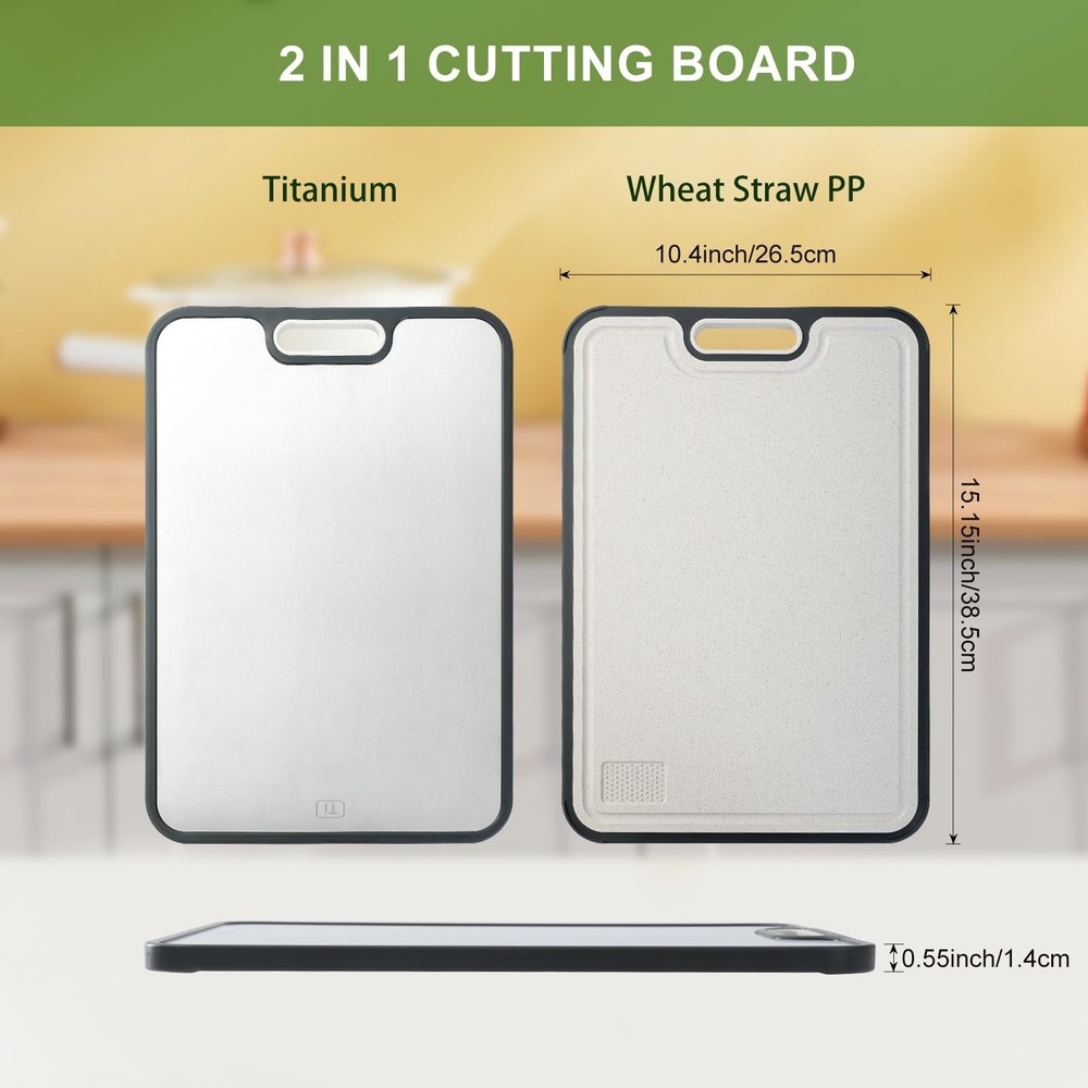Titanium Cutting Board for Kitchen, Double Side Large Cutting Board for Meats...