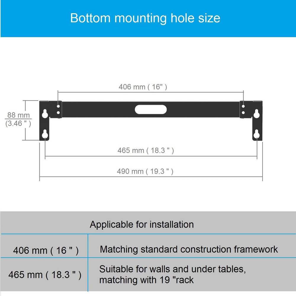 1U Vertical Wall Mount Rack - Steel Vertical Patch Panel Mounting Bracket for 19