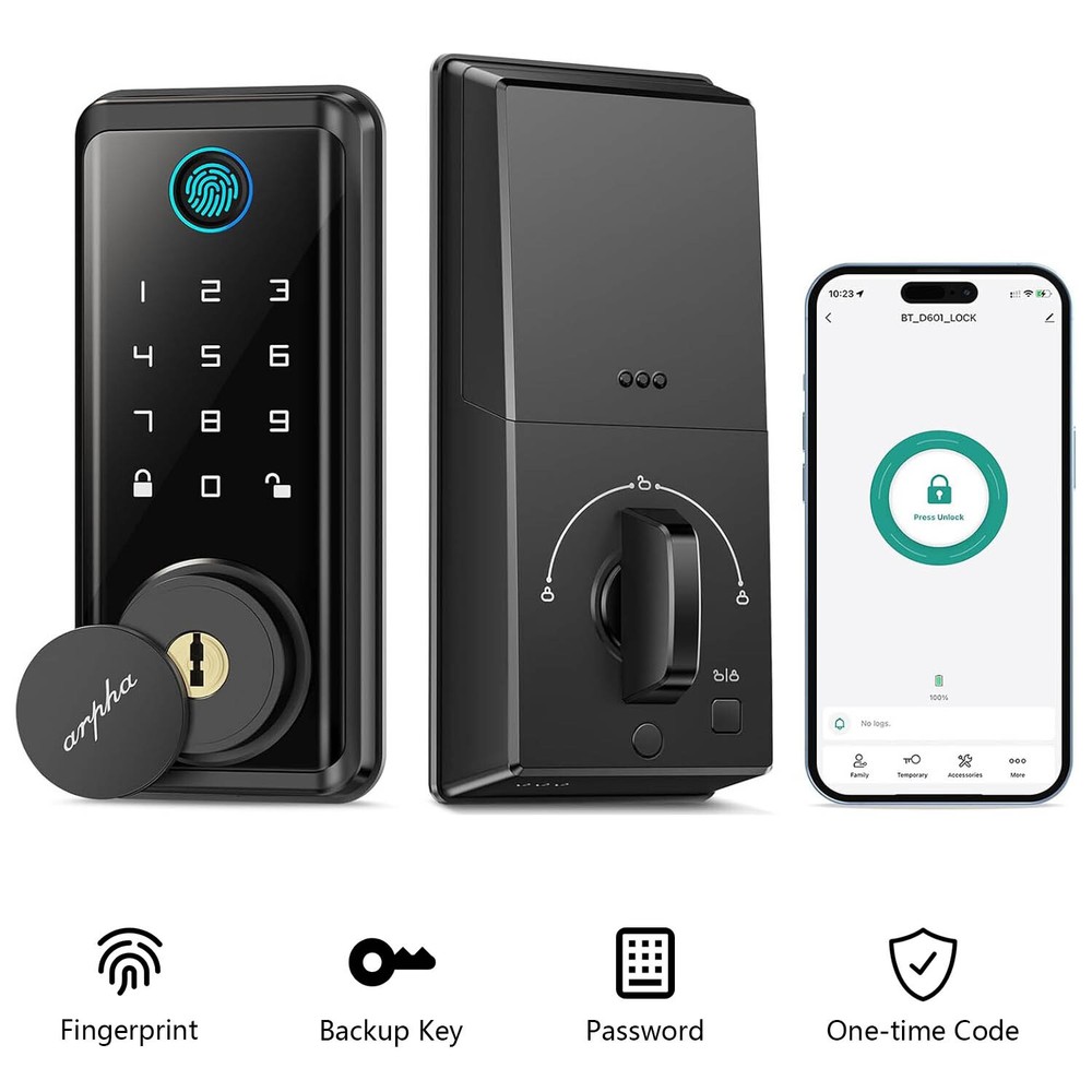 Front Security Smart door Lock 100Code Fingerprint Keyless Entry Lock AppControl