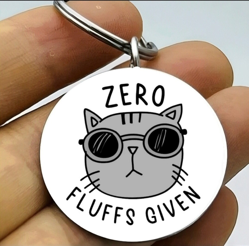 Kitty Cat Zero Fluffs Given Hot Funny Cute Animl Laugh Keychain