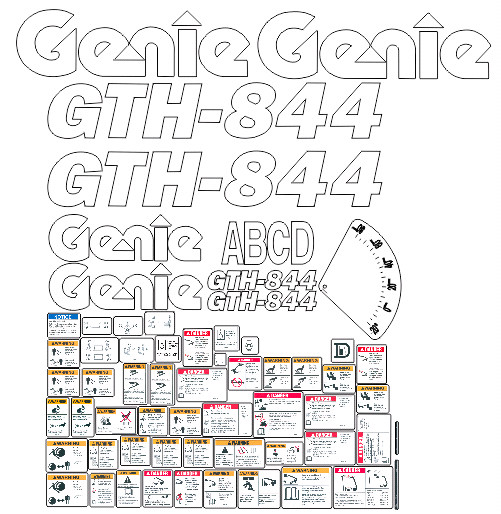 Genie GTH844 Telehandler Complete Decal Set 7 YEAR VINYL!