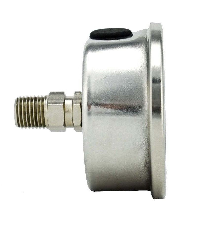 2" Vacuum Gauge, Stainless Steel Case, Liquid Filled, Back Mnt, -30 Hg/0 Psi