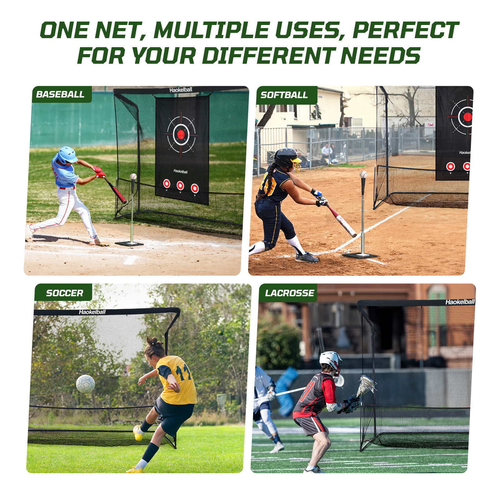 Haokelball 10x7.5ft Large Golf Practice Hitting Net Heavy Duty Golf Hitting Net