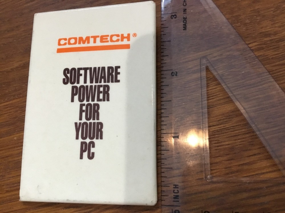 VINTAGE COMTECH SOFTWARE POWER FOR YOUR PC   PINBACK BUTTON 2X3  INCH