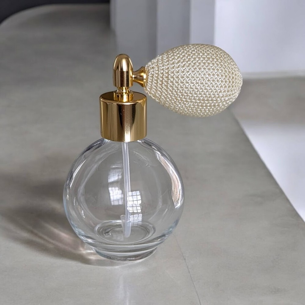 78ml Round Perfume Bottle Atomizer Ivory Bulb Pump, Funnel & Gift Box (GF)