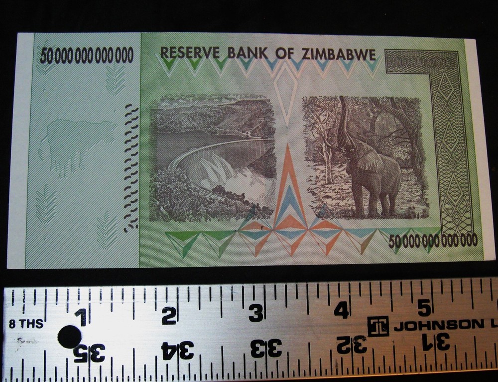 Authentic ZIMBABWE 50 Trillion Dollar Note 2008 AA Uncirculated A+ Cond