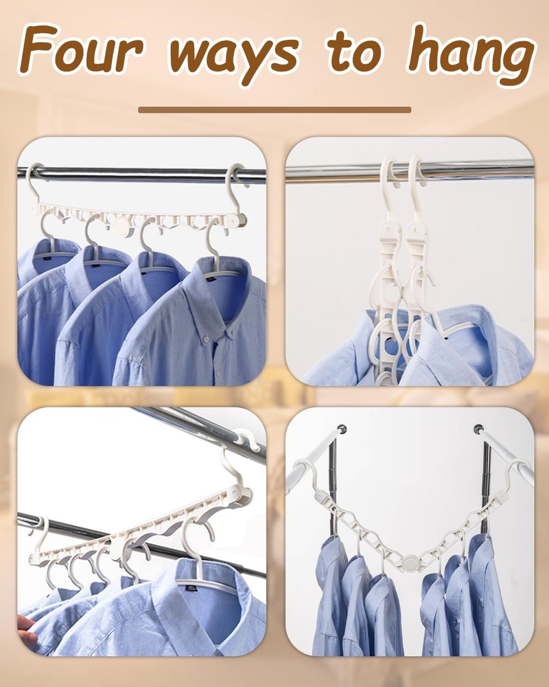 2 Pack Space Saving Hangers, Foldable Hanger Hooks for Clothes, Sturdy Cascad...