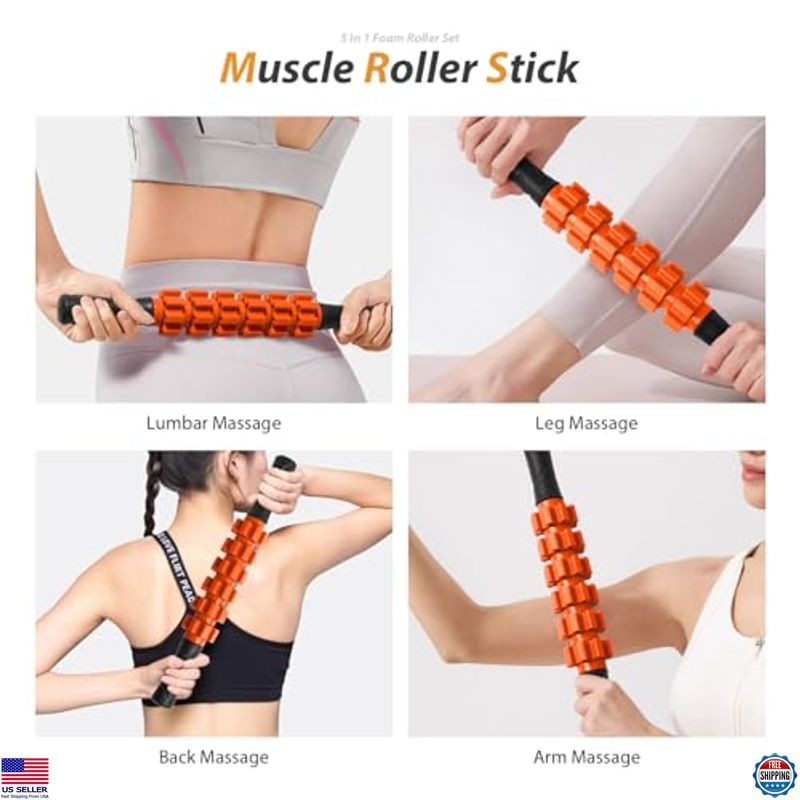 5-in-1 Foam Roller Set - Deep Tissue Massage, Trigger Point Therapy & Stretch