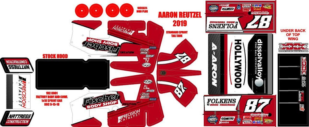 1RC SPRINT WRAP AARON REUTZEL RED 2019 THEME WRAP KIT