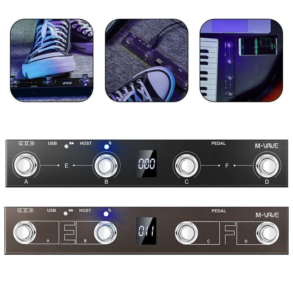 Rechargeable 4 Buttons Footswitch For MIDI Controller For M-VAVE Chocolate Plus
