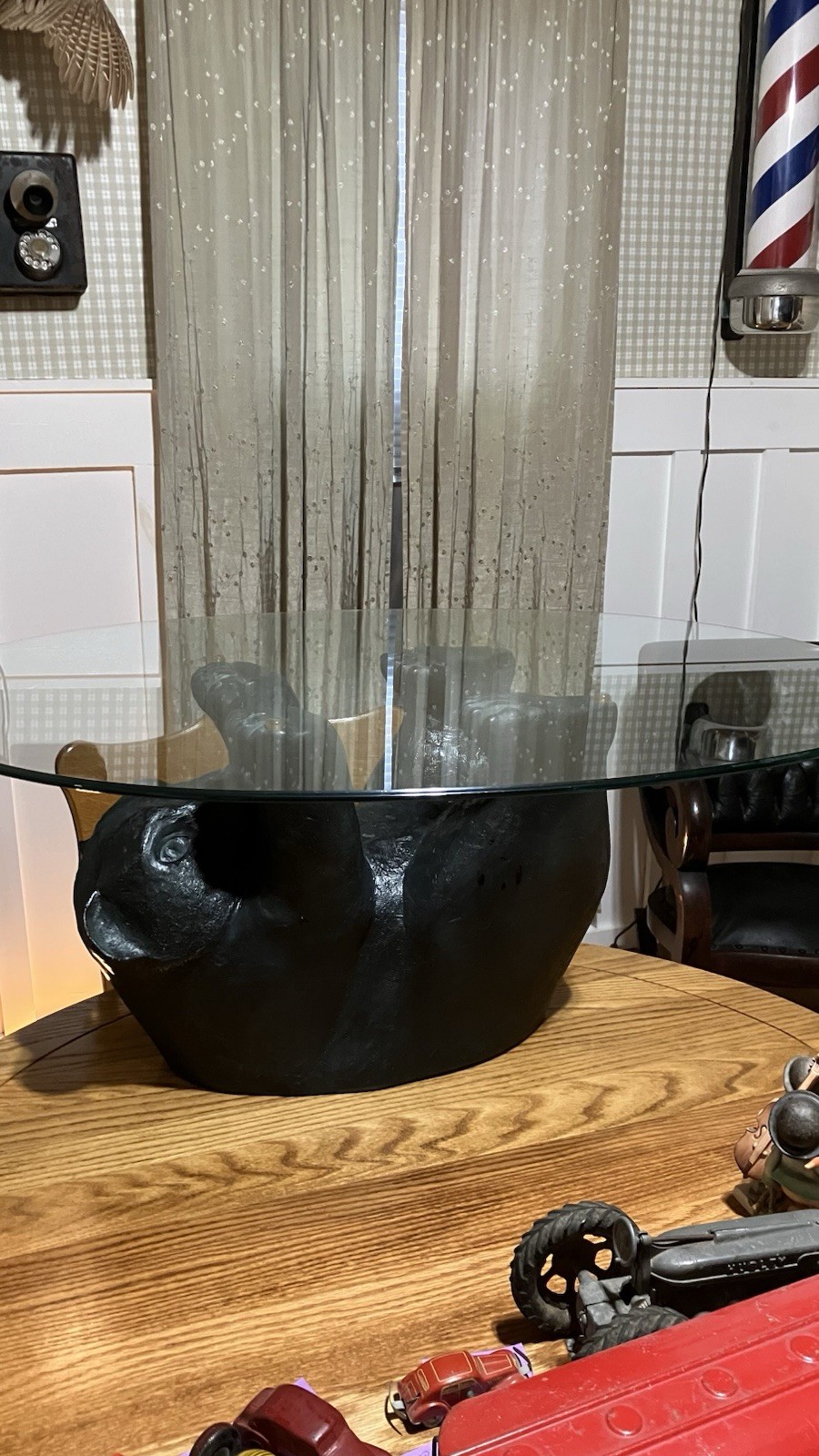 Vintage 1970 black bear table unique