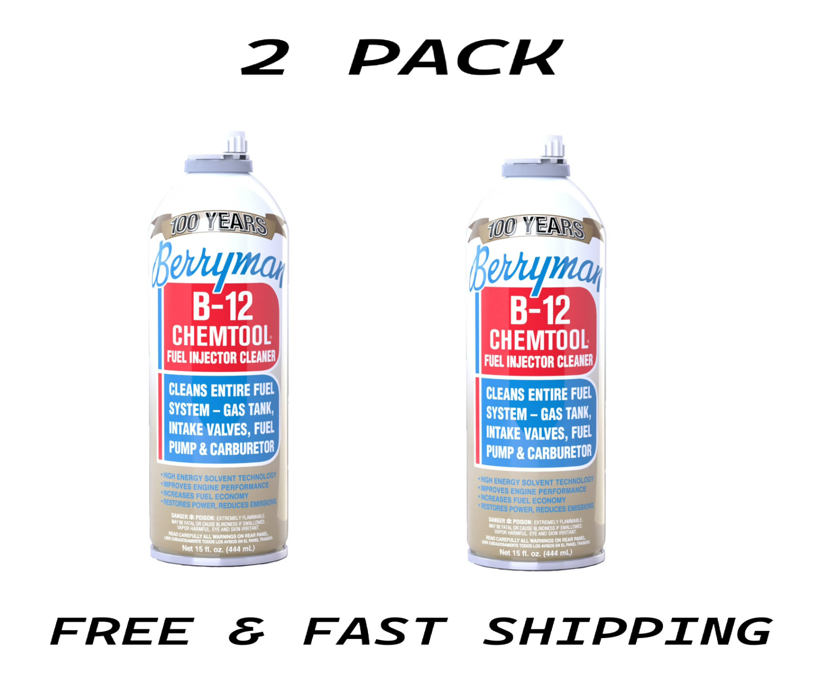 ( 2 PACK ) Berryman B-12 Chemtool Fuel Injector, Carburetor Cleaner 0116, 15 oz.