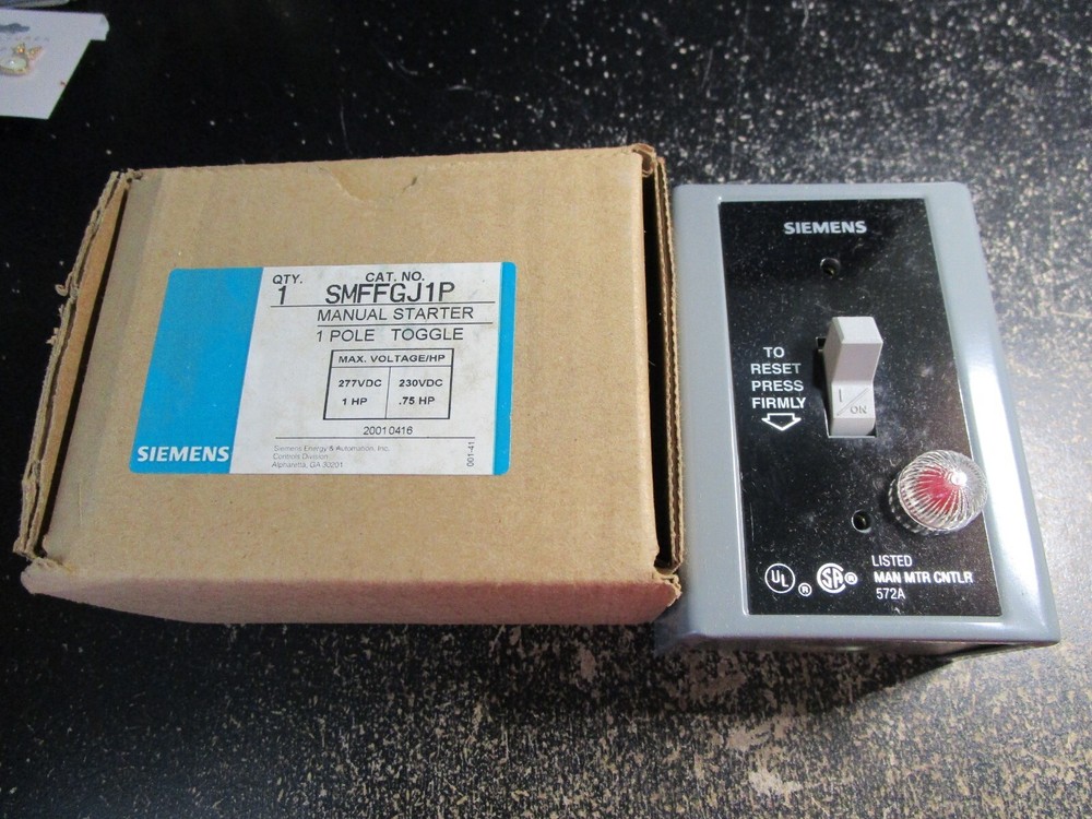 New Siemens SMFFGJ1P Manual Starter with 1- Pole Toggle Switch
